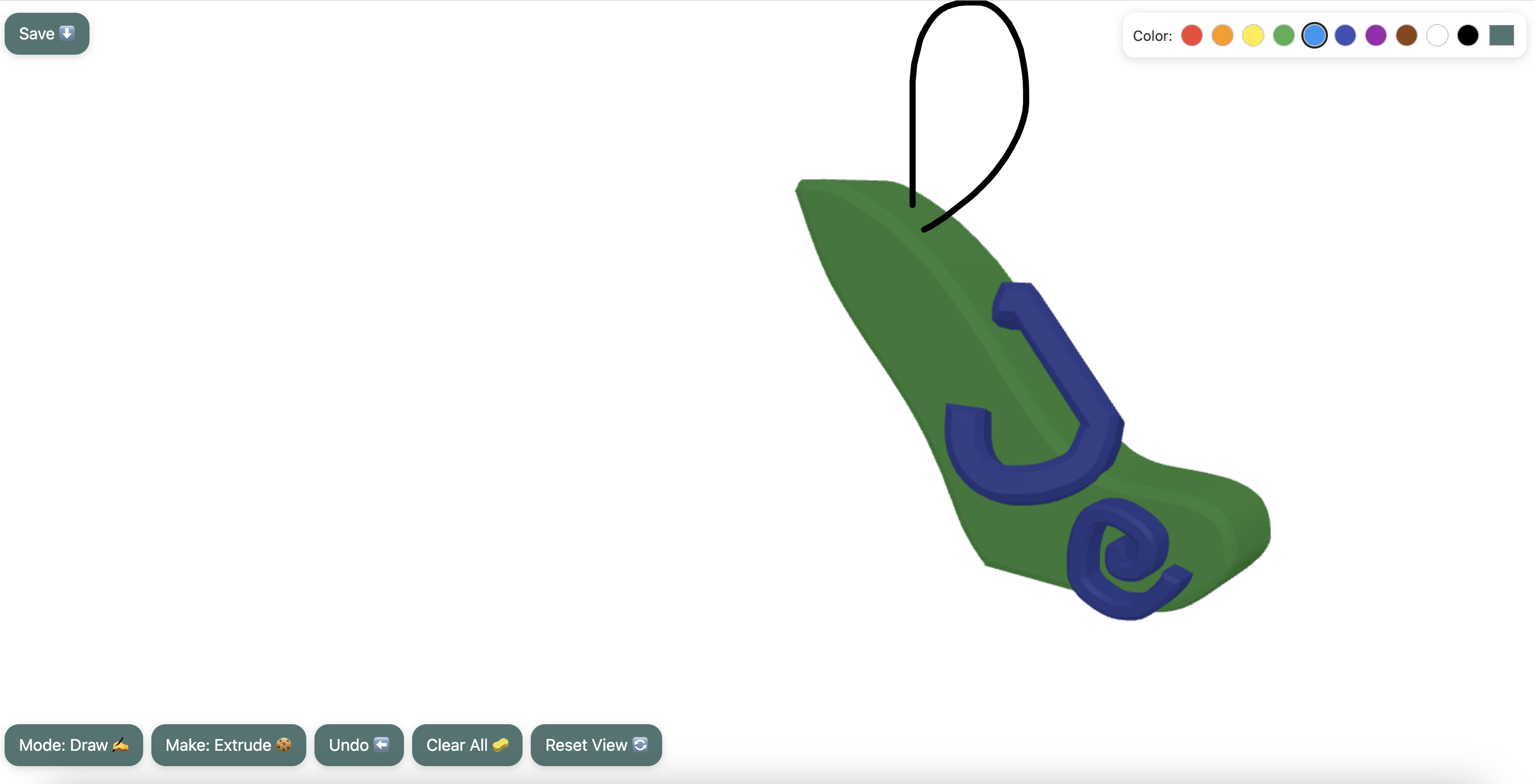 Diagram: stroke projected to a local plane and extruded perpendicularly into a 3D patch