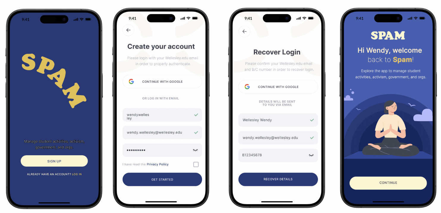 Landing and login wireframes
